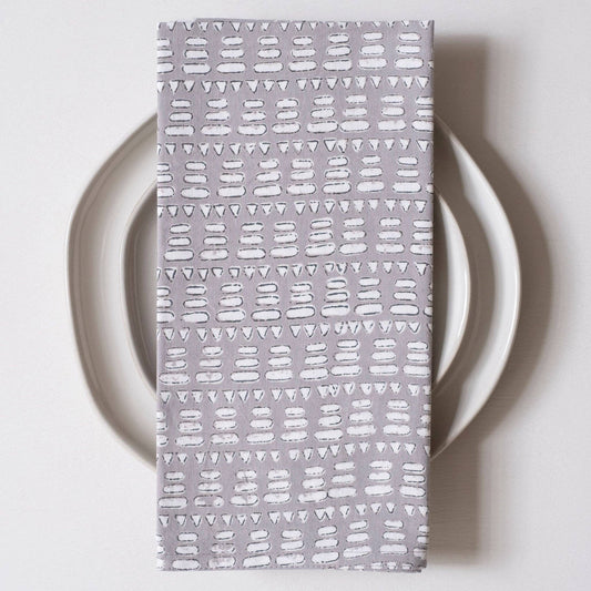Matta Gray Block Printed Napkins