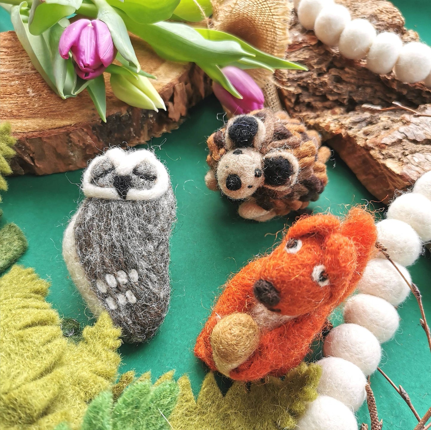 Grey Owl Biodegradable Handmade Hanging Needle Felt Decor