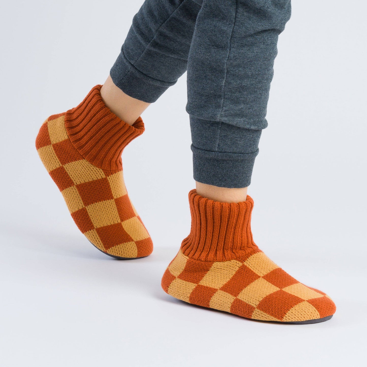 Checkerboard Knit Sock Slippers