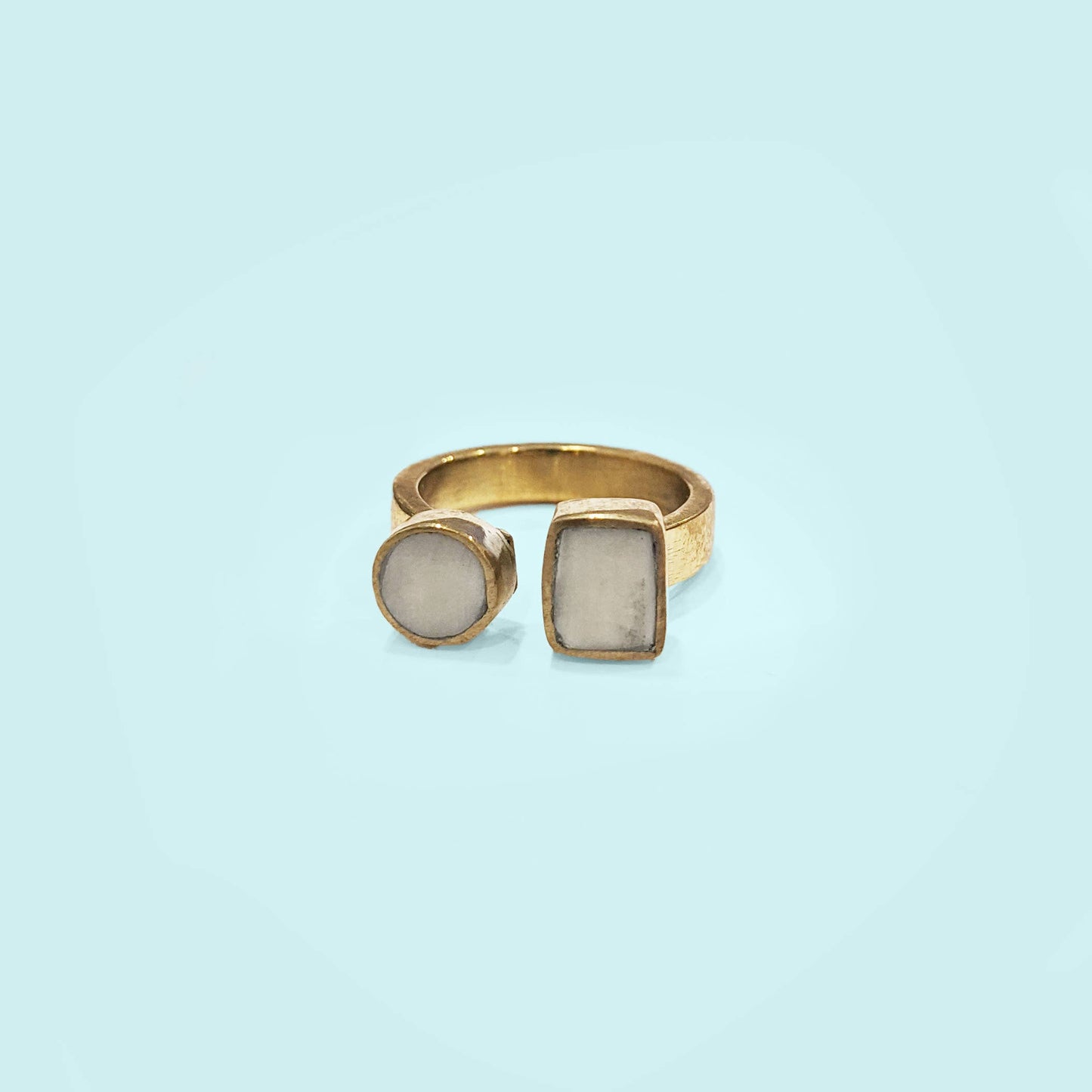 Geo Ring in White - Recycled Brass