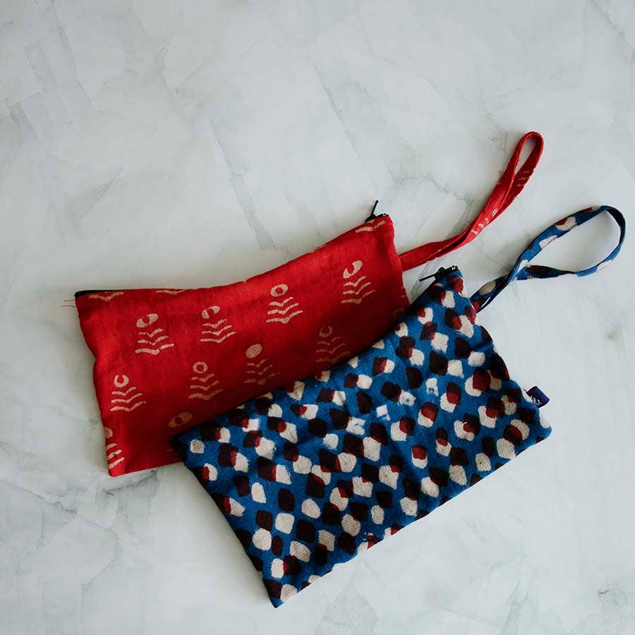 Red Zero Waste Eco Friendly Vegan Clutch Bag | Genda Phool