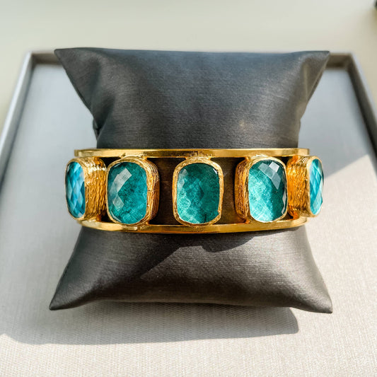 Aqua Stone Bezel Cut Cuff