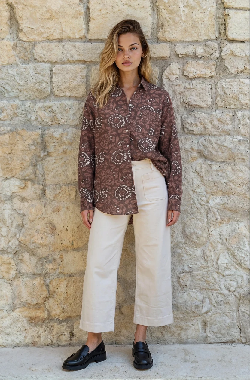 Good Boyfriend Shirt - Floral Cocoa