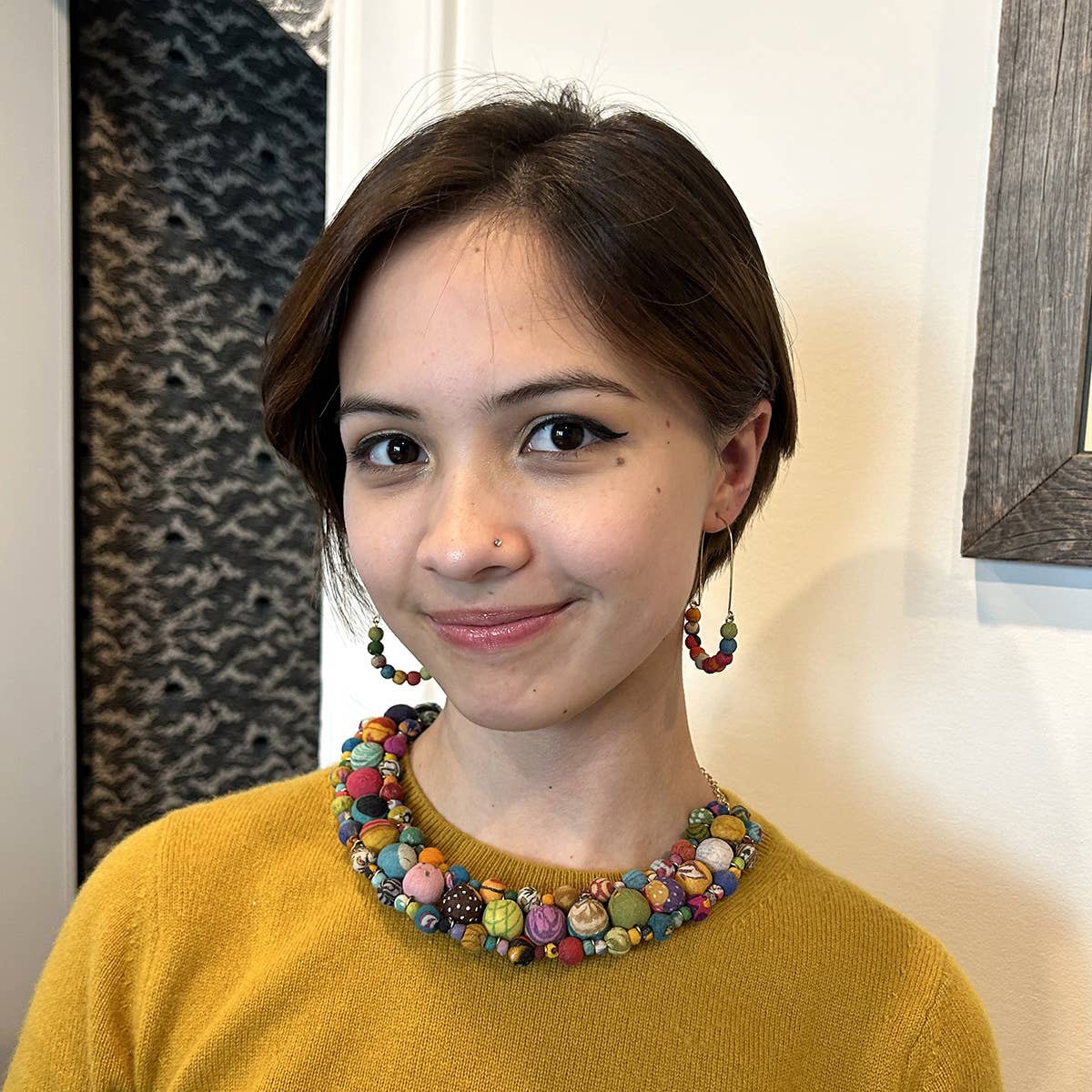 Elongated Kantha Wire Hoops