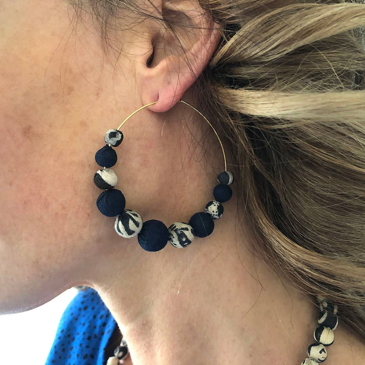 Kantha Indigo Graduated Hoops