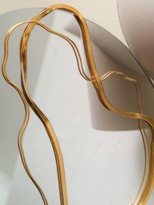 Jean Layered Flat Snake Chain Necklace