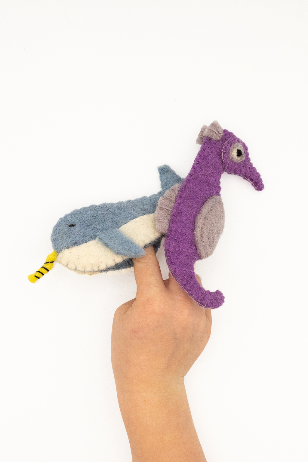 Finger Puppet - Narwhal and Seahorse (Ocean theme) 