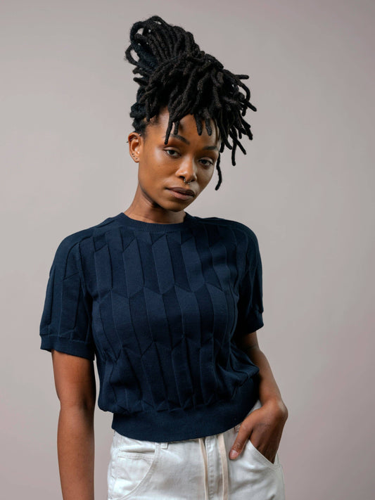 Chevron Ruben Tee - Lobelia