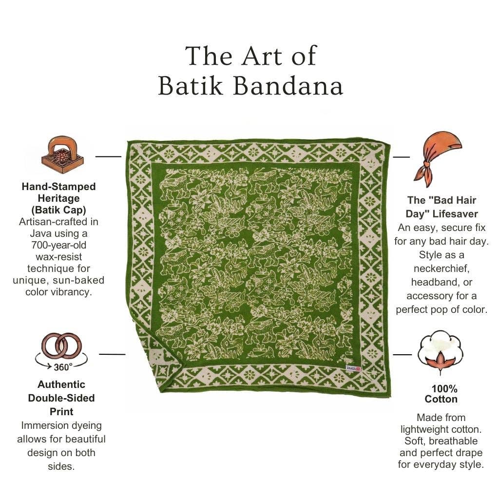 Hand Dyed Batik Bandana - Green Serenity
