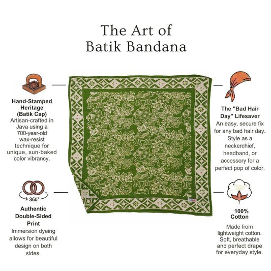 Hand Dyed Batik Bandana - Green Serenity