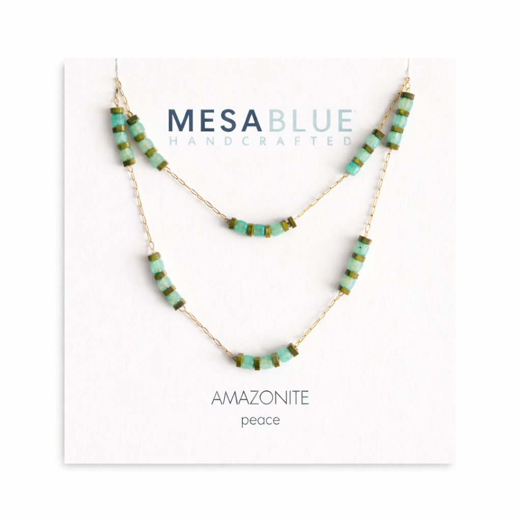 Square Gemstone Beaded Necklace