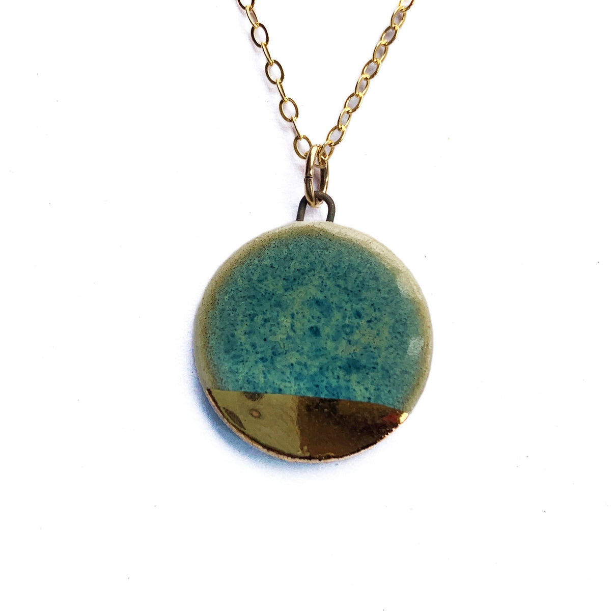 Small Circle Necklace - Green/Gold