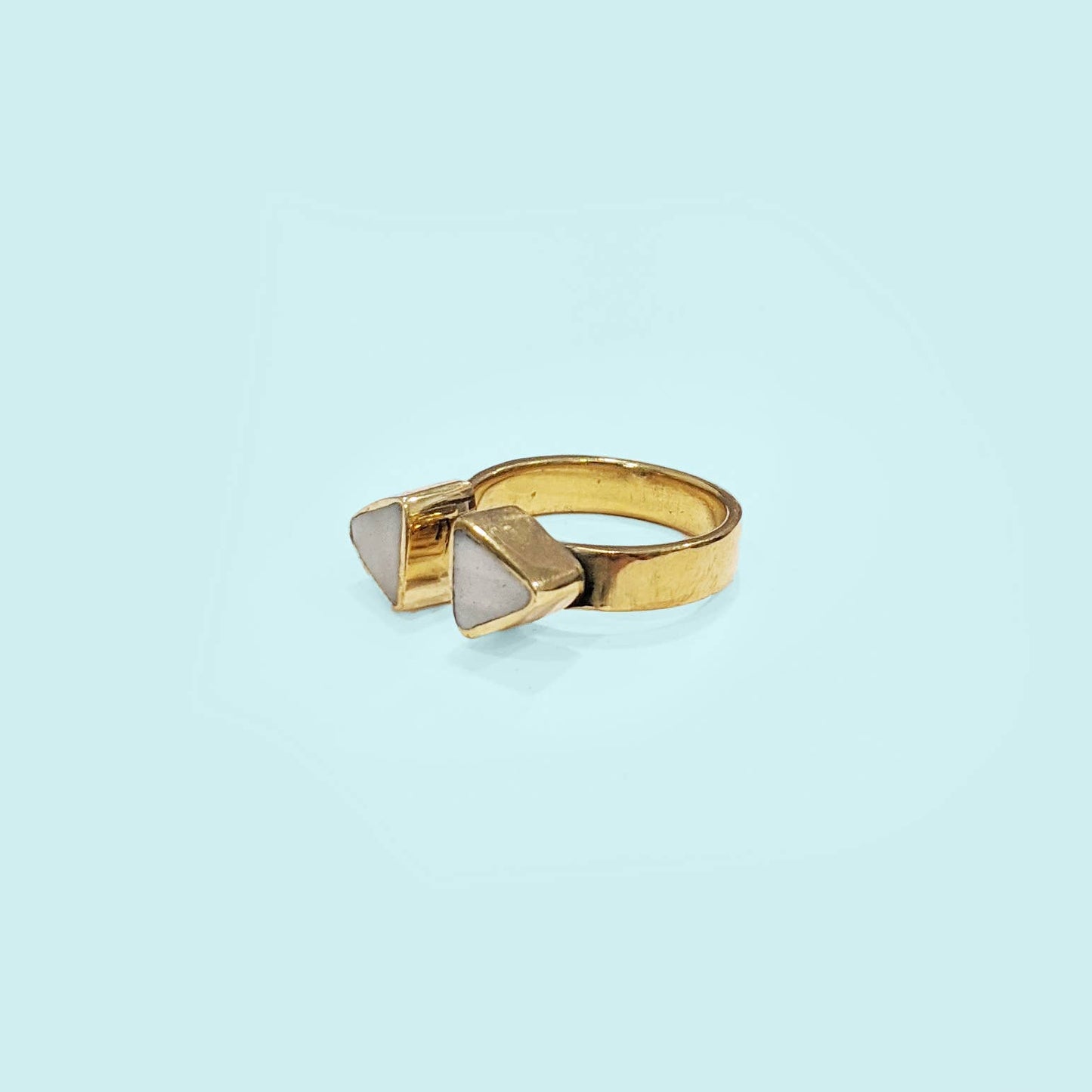 Triangle Ring in White - Recycled Brass