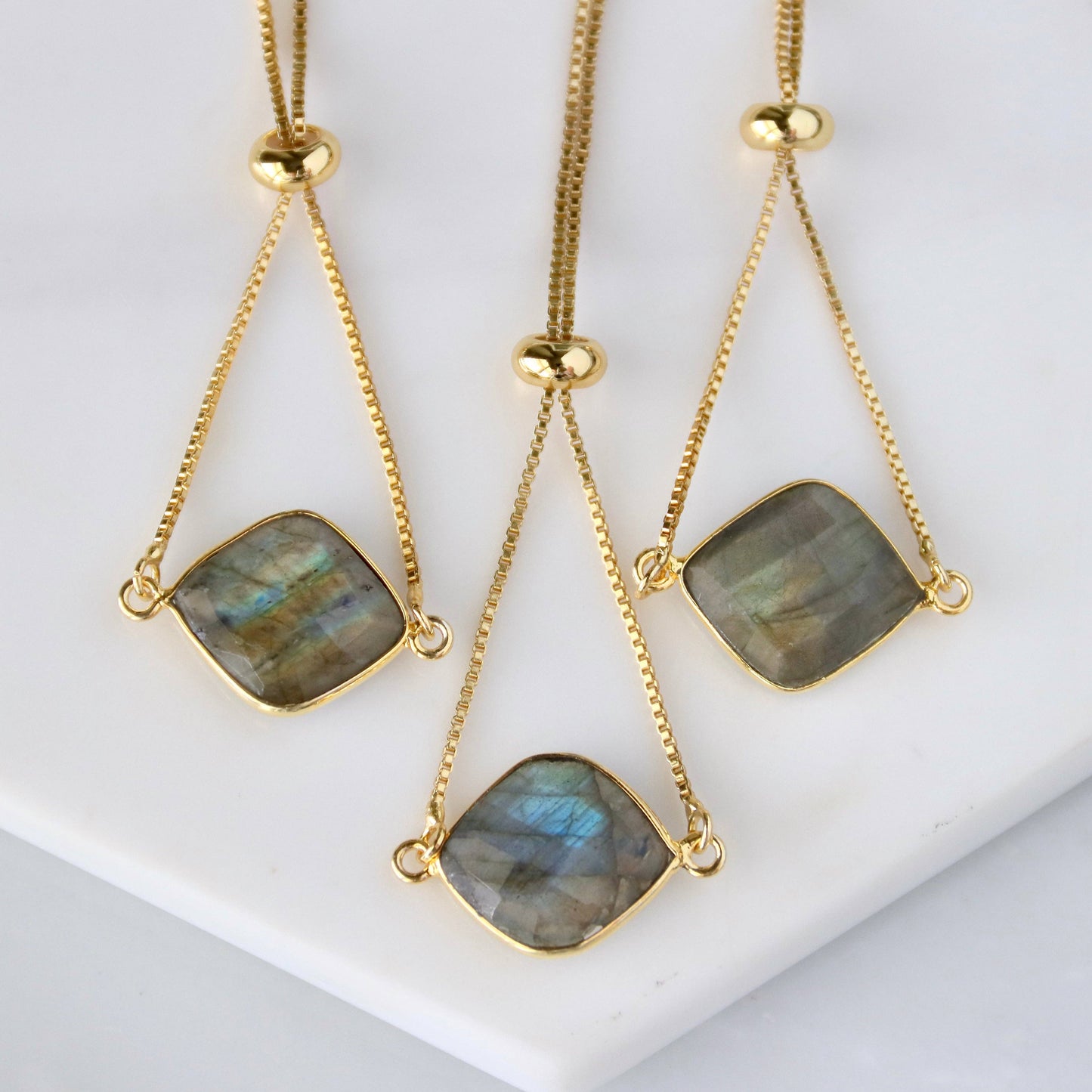 Faceted Large Gemstone Adjustable Bracelet
