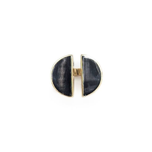 Moon Halves Ring in Black - Recycled Brass