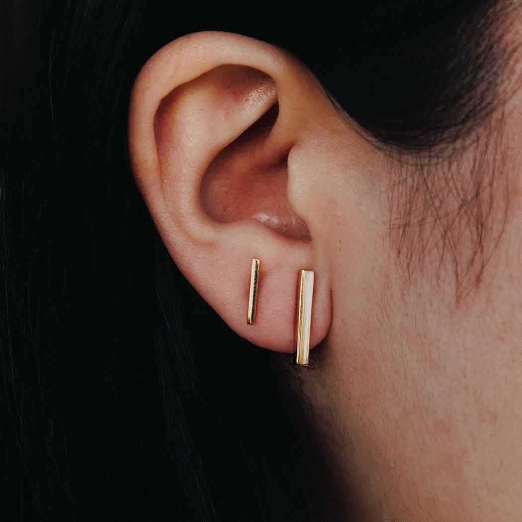 Bronze Mini Bar Post Earrings