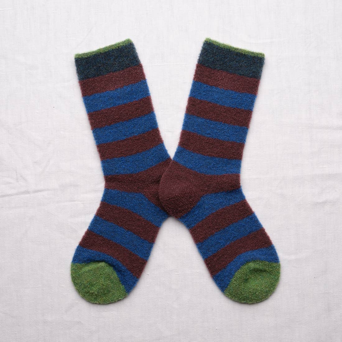 Wool Blend Mousse Indigo Striped Socks