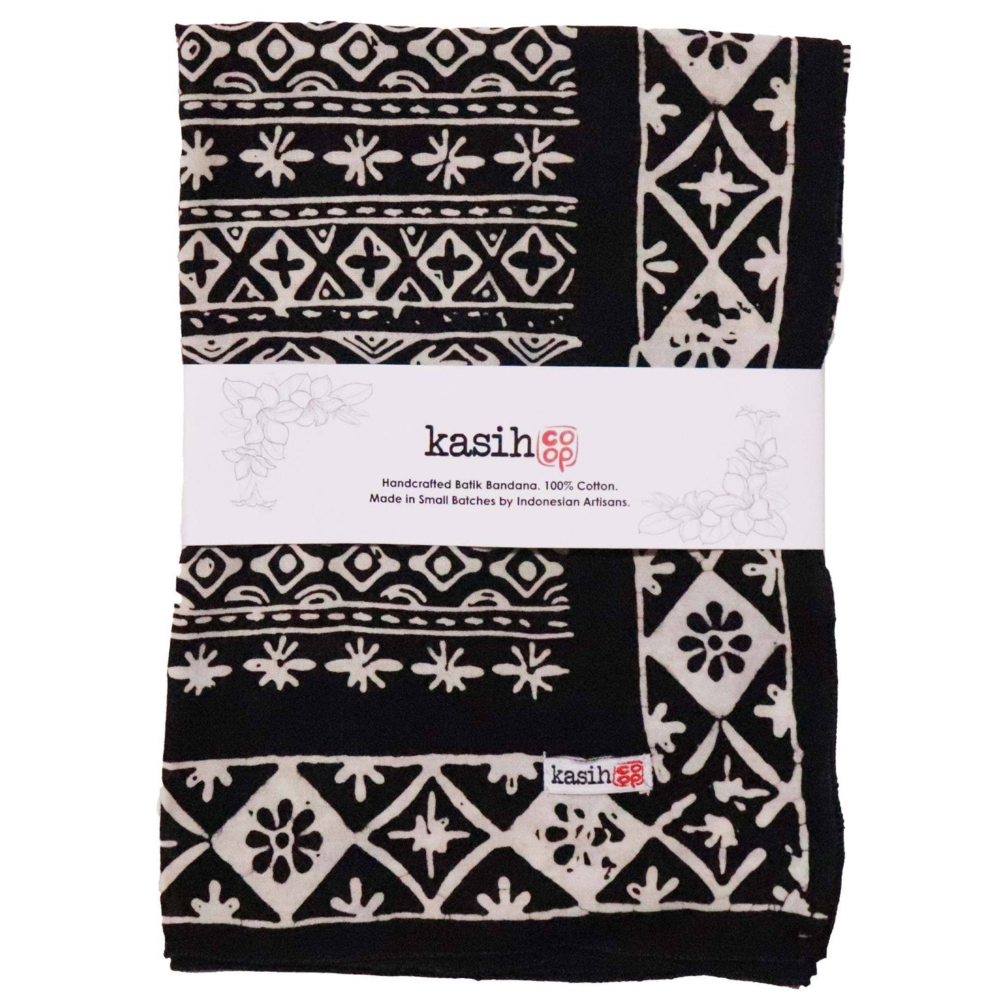 Black White Geometric Batik Bandana