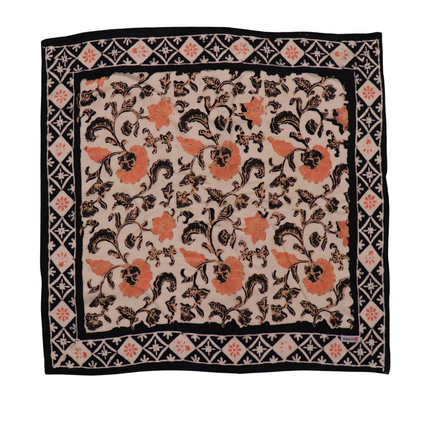 Citrus Noir Peach Orange Black Batik Bandana