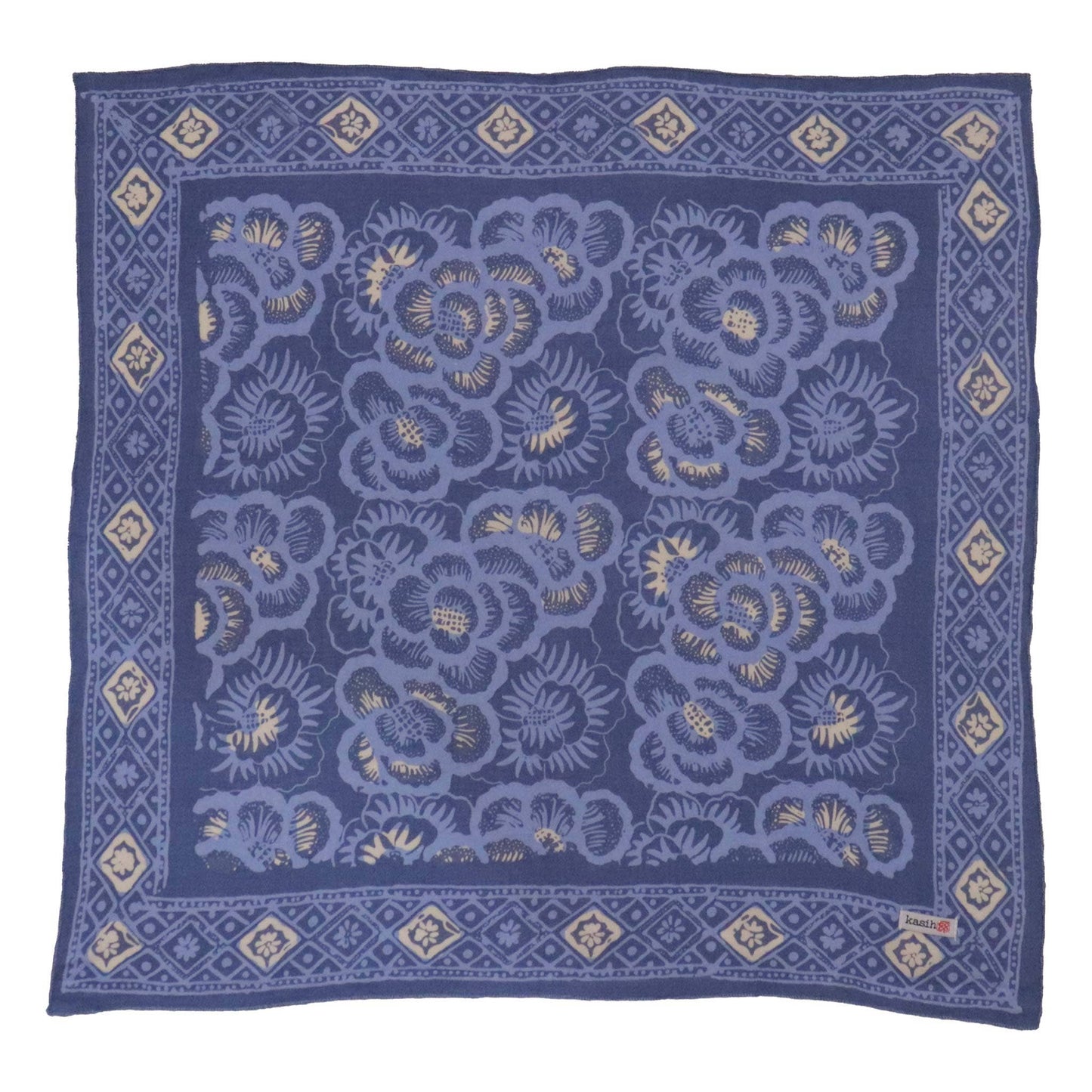 Hand Dyed Batik Bandana - Blue Roses