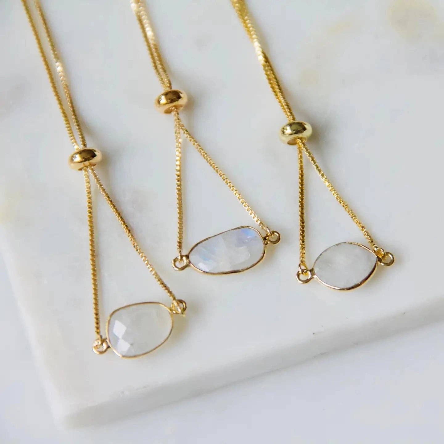 Faceted Gemstone Adjustable Bracelet