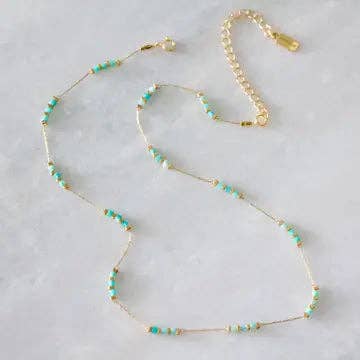 Square Gemstone Beaded Necklace