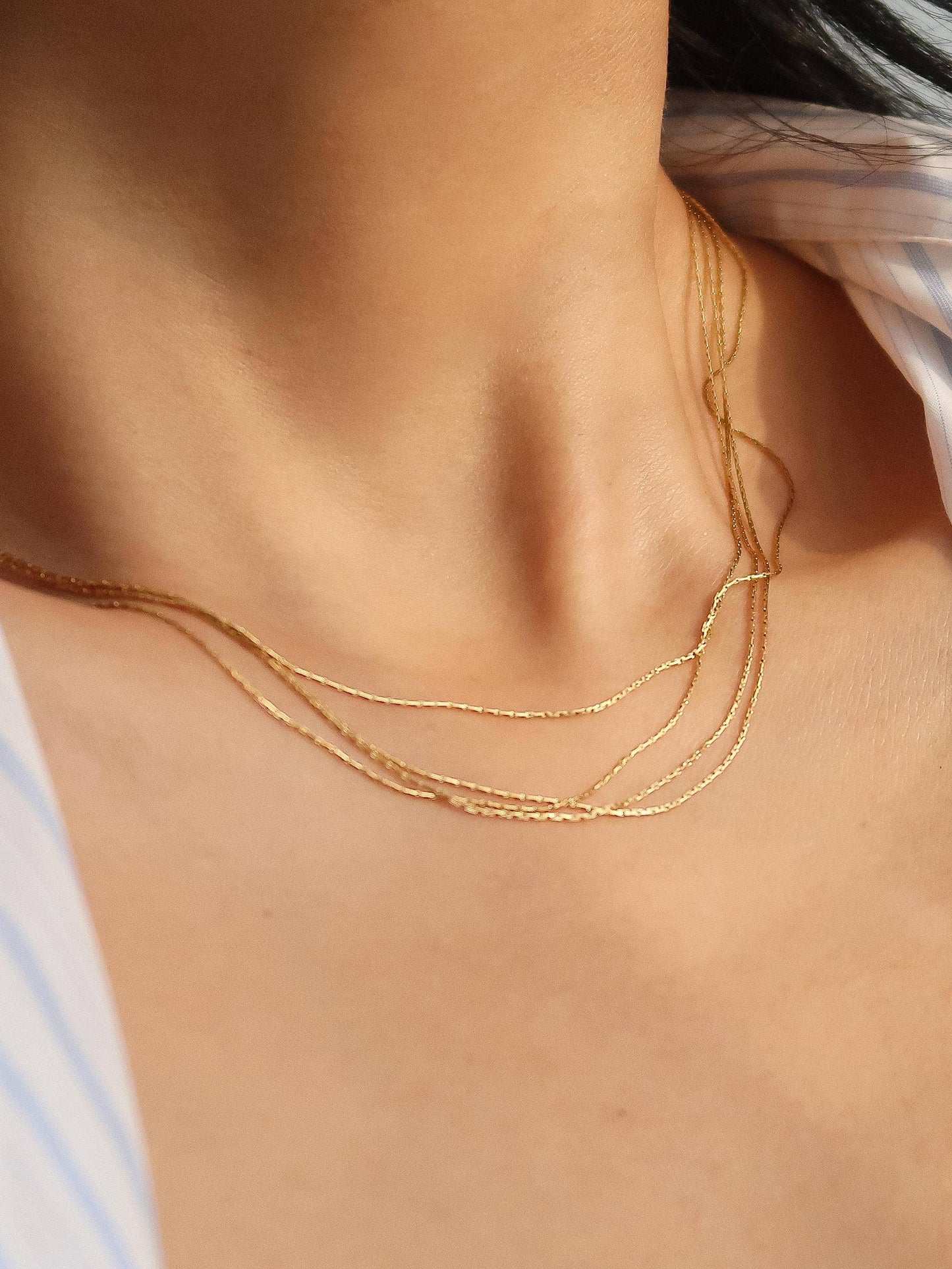 Palisse 18K Gold Non-Tarnish Layered Dainty Chain Necklace