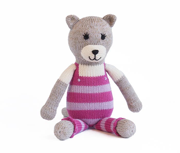 Handmade Knit Cat in Dungarees