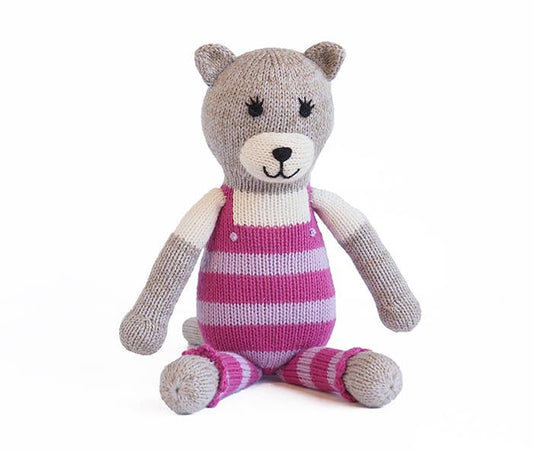 Handmade Knit Cat in Dungarees