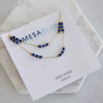Square Gemstone Beaded Necklace
