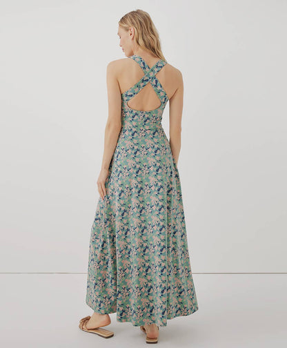 Women's Fit & Flare Open Back Maxi Dress