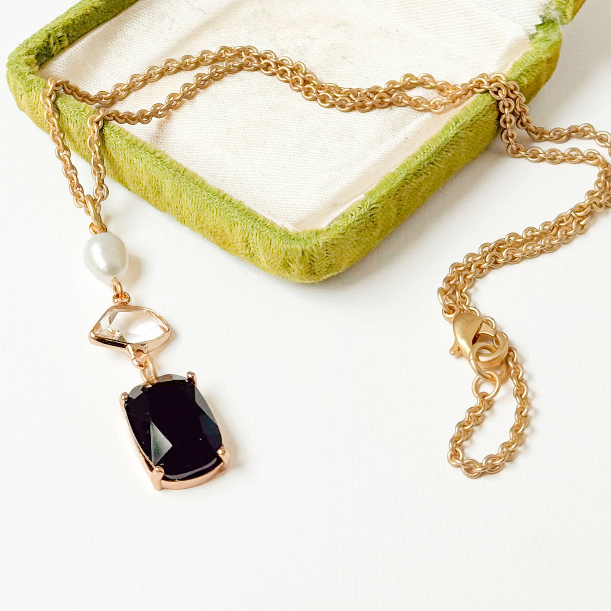 Black Glass & Freshwater Pearl Necklace