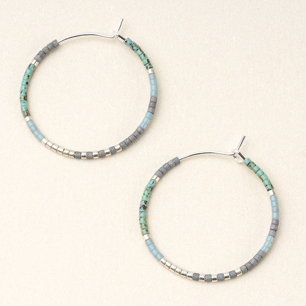 Miyuki Small Hoop - Turquoise/Silver