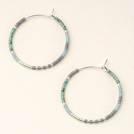 Miyuki Small Hoop - Turquoise/Silver