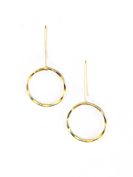 Full Moon Drop Earrings - Brass