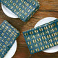 Organic Blockprint Cotton Napkins (Set of 4)- Sunflower Blue