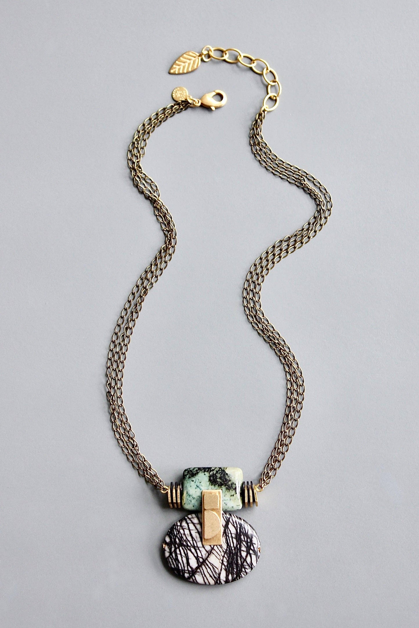 Jasper & Oxidized Brass Necklace