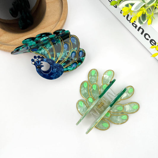 Peacock Hair Claw