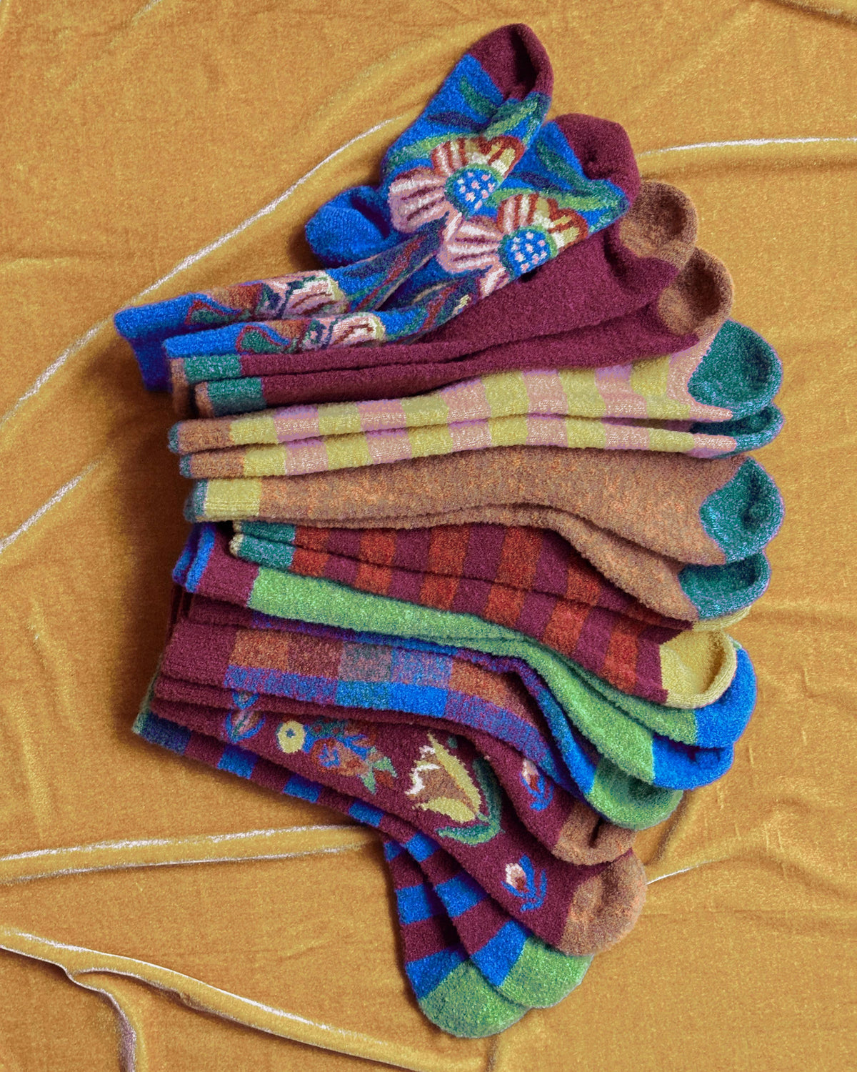 Wool Blend Mousse Honey Striped Socks