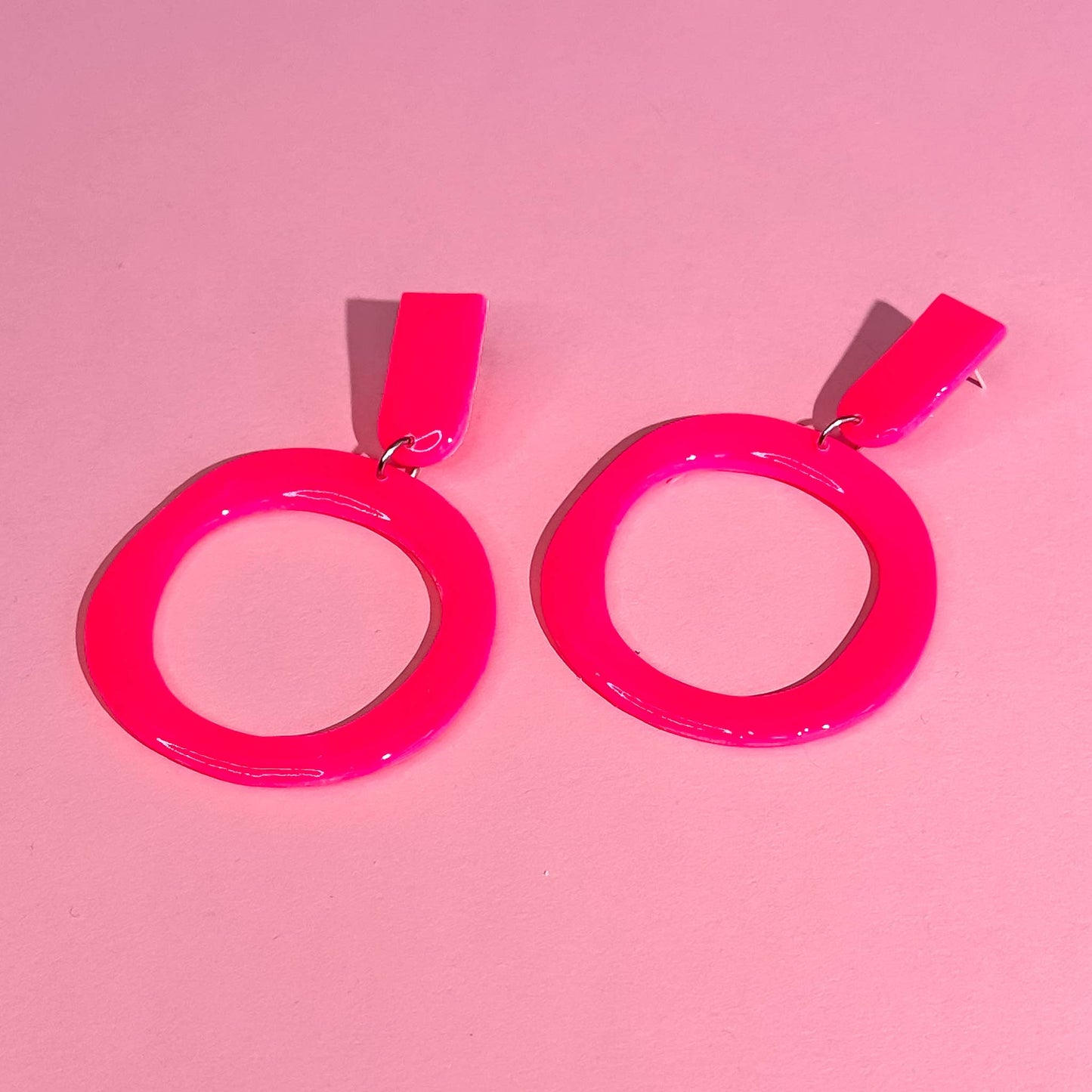 Neon Thin Hoop Clay Dangle Earring