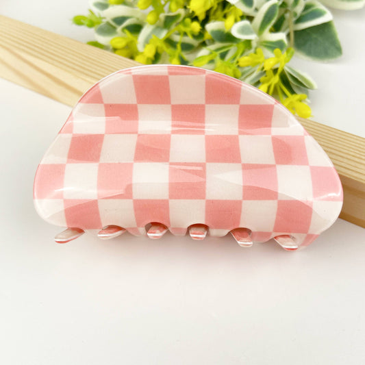 Pink Checker Hair Claw