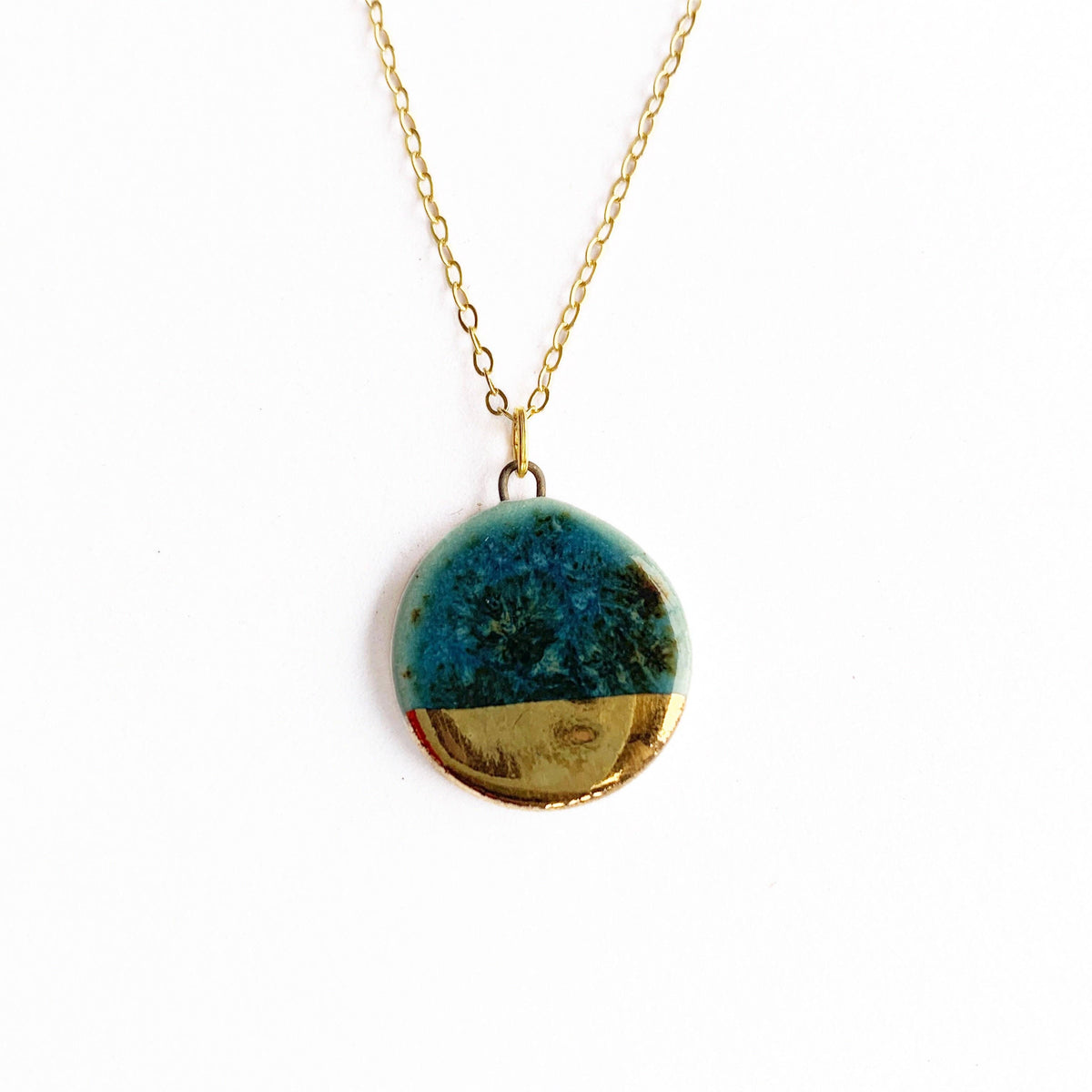 Small Circle Necklace - Teal/Gold