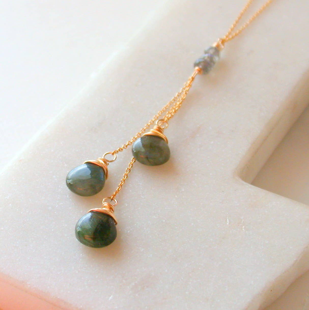 Labradorite Trio Cascade Necklace