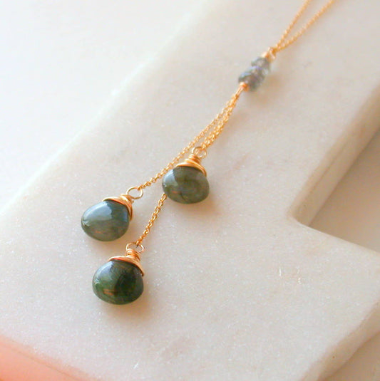 Labradorite Trio Cascade Necklace