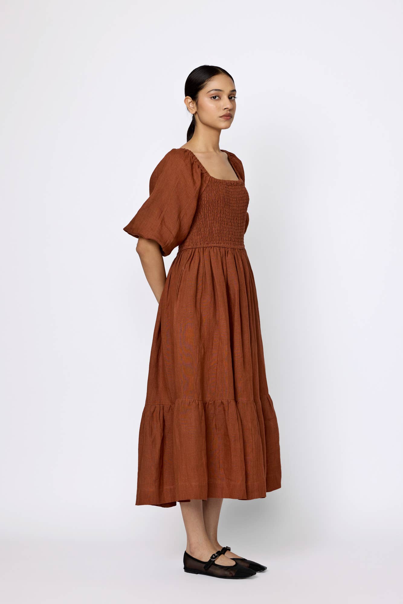 Reformation Canyon store Smocking Bodice Linen Dress