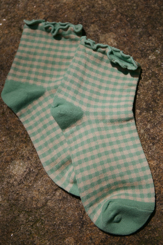 Sage Gingham Socks