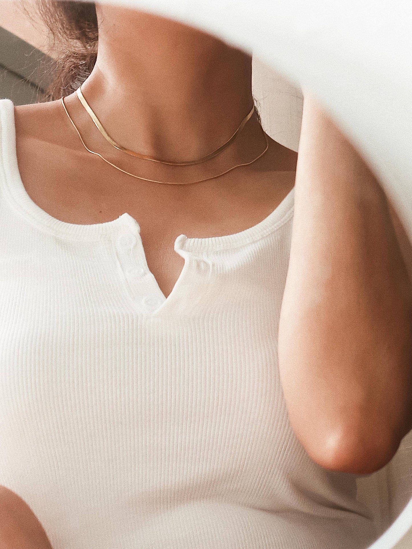 Jean Layered Flat Snake Chain Necklace