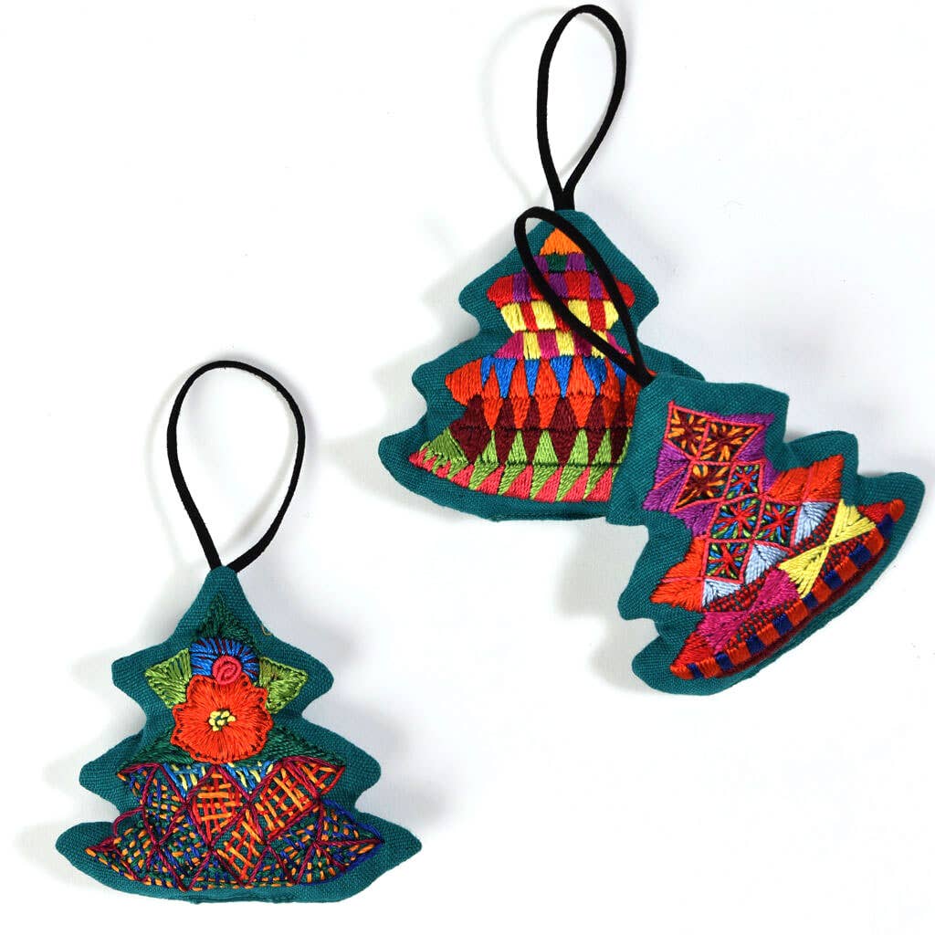 Hand Embroidered Christmas Holiday Ornaments from Guatemala