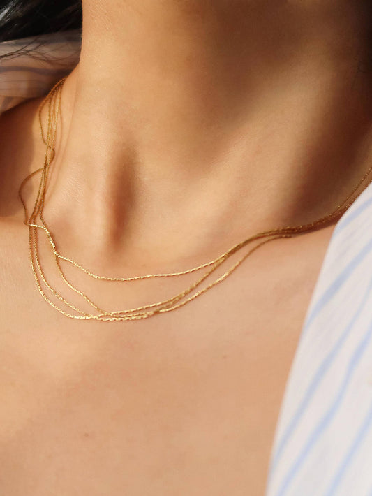 Palisse 18K Gold Non-Tarnish Layered Dainty Chain Necklace
