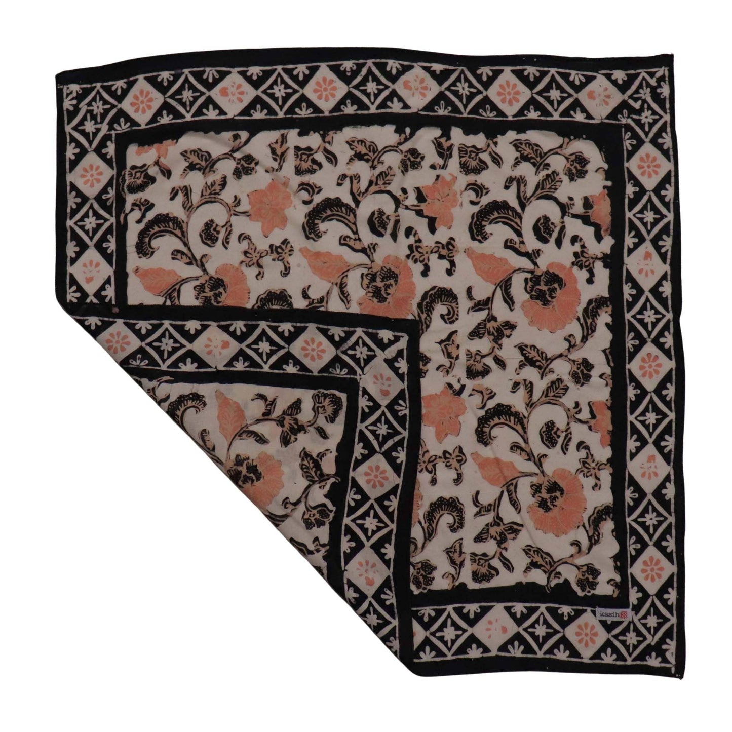 Citrus Noir Peach Orange Black Batik Bandana
